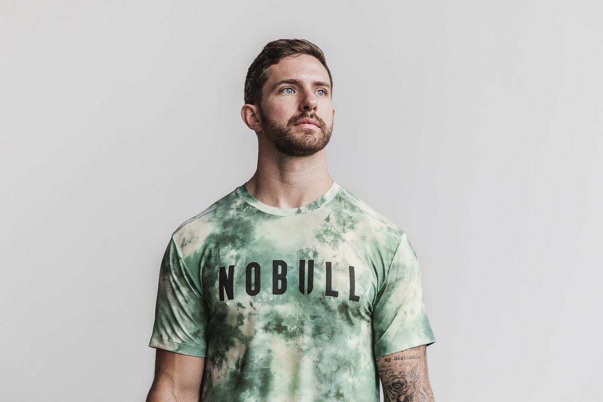 Nobull Tie-Dye Men's T Shirts Green | Australia (YD8972)